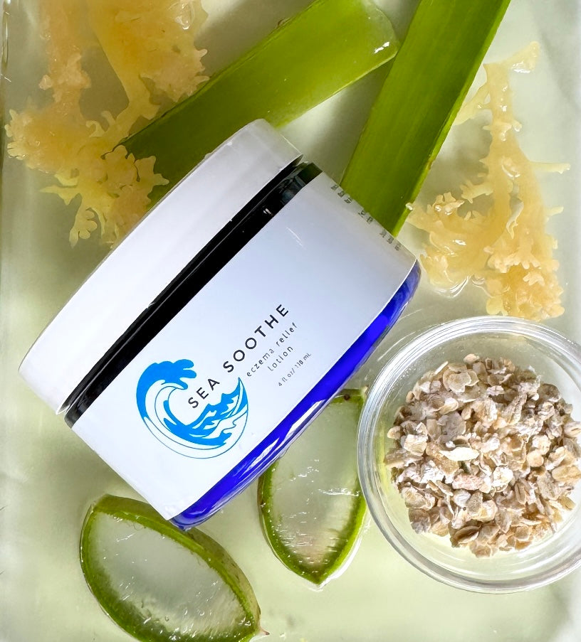 Sea Soothe jar with sea moss, colloidal oats and aloe